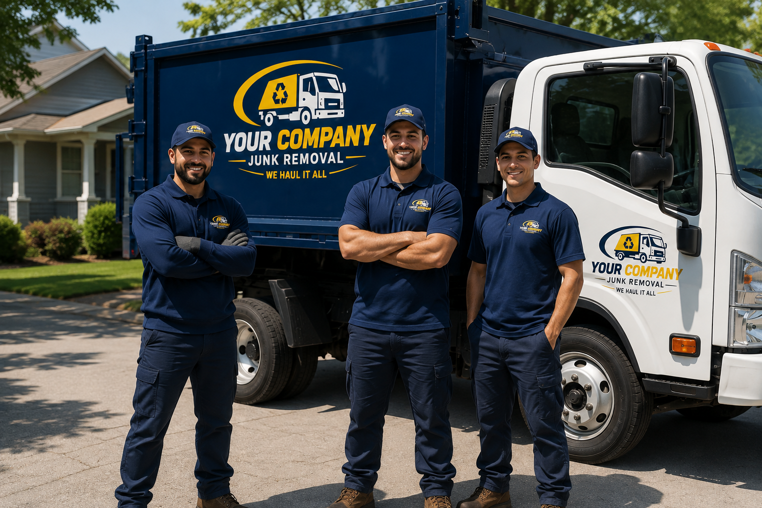 Example junk removal crew and branded truck