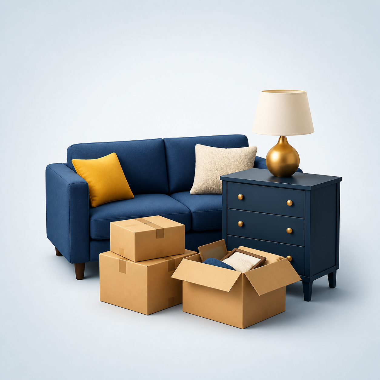 Household furniture and boxes ready for junk removal